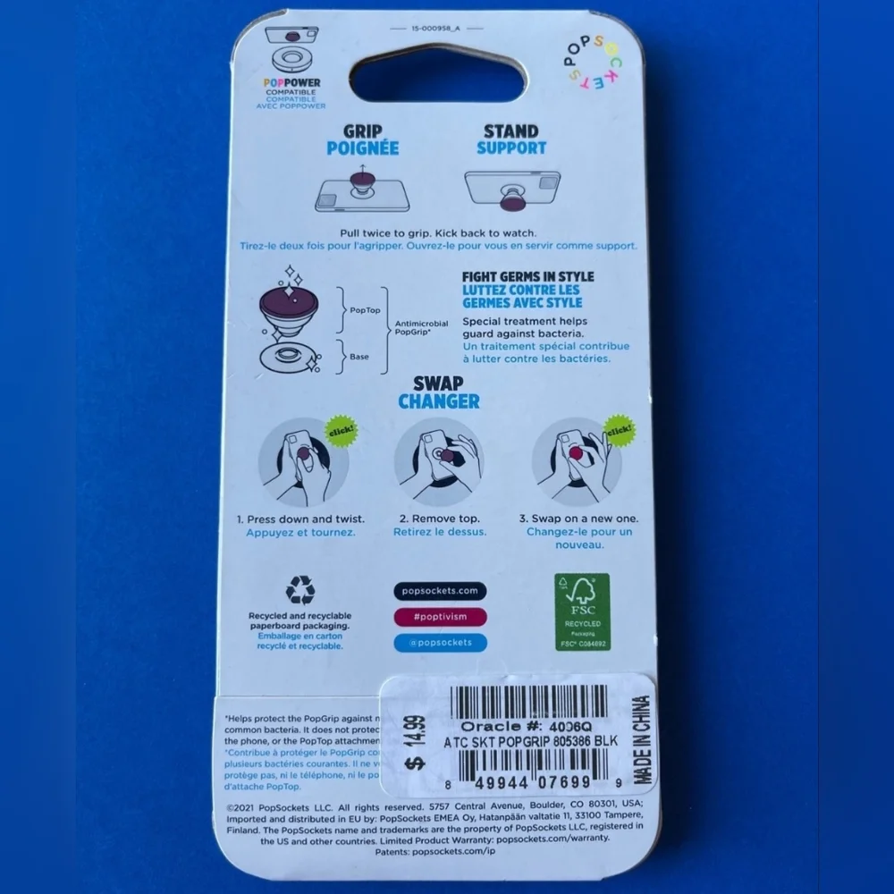 Popsocket - Antimicrobial Matte Black